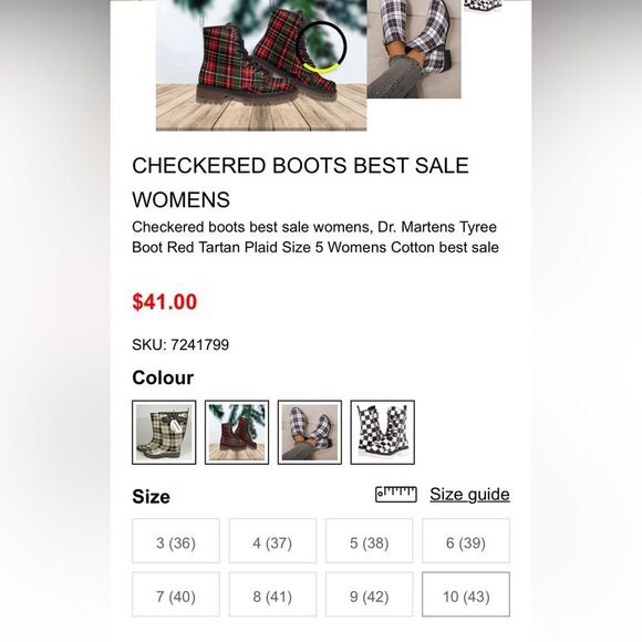 Red & Black Ankle Booties with Classic Checkered Design - Picture 8 of 8